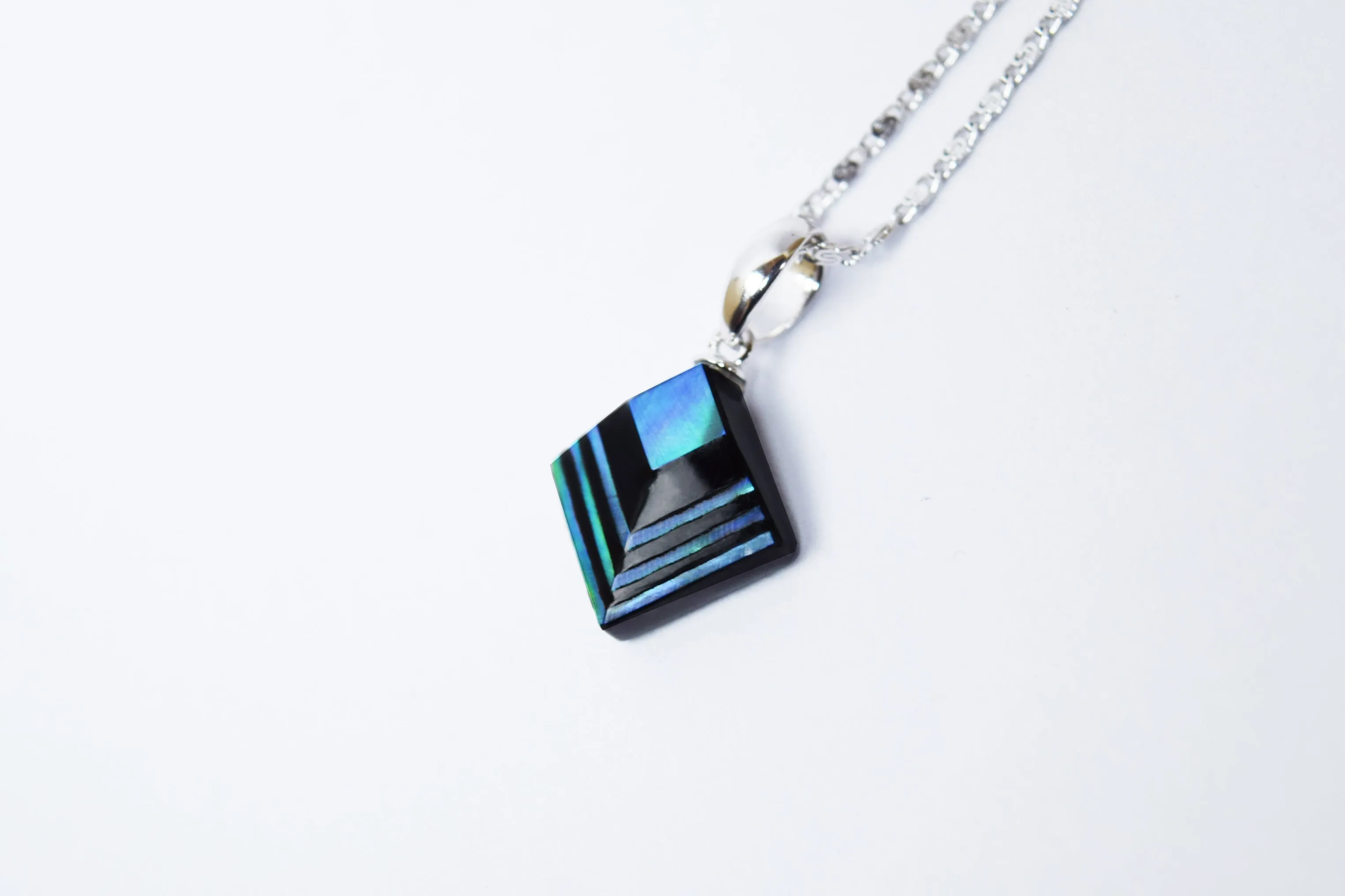 Raden Pendant Necklace - Moonlight on Water / Green Color / Small Size-, Japanese Lacquer Jewelry, Kyoto Jewelry