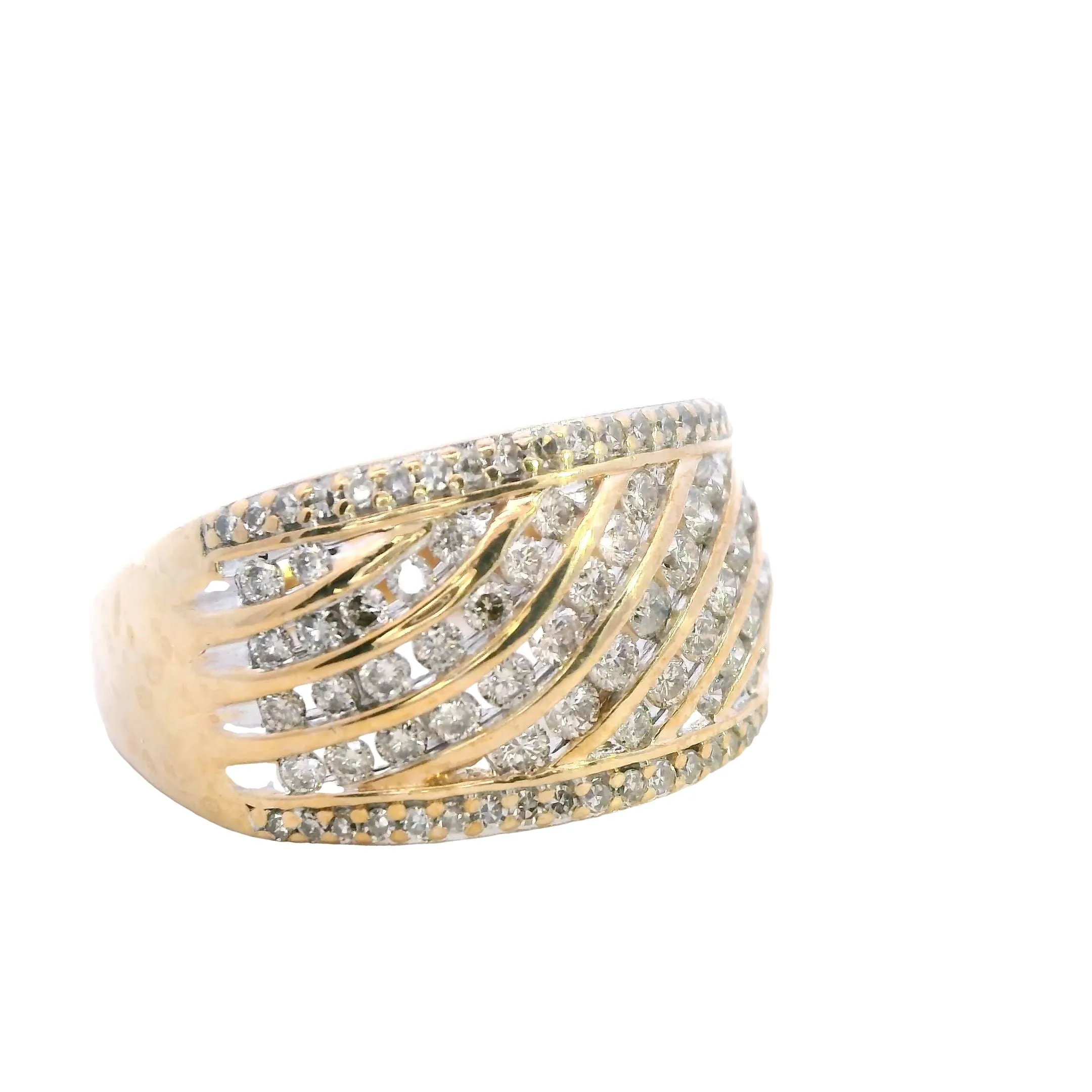 Radiant Heirloom: 52-Diamond Cast Yellow Gold Ring - Timeless Elegance