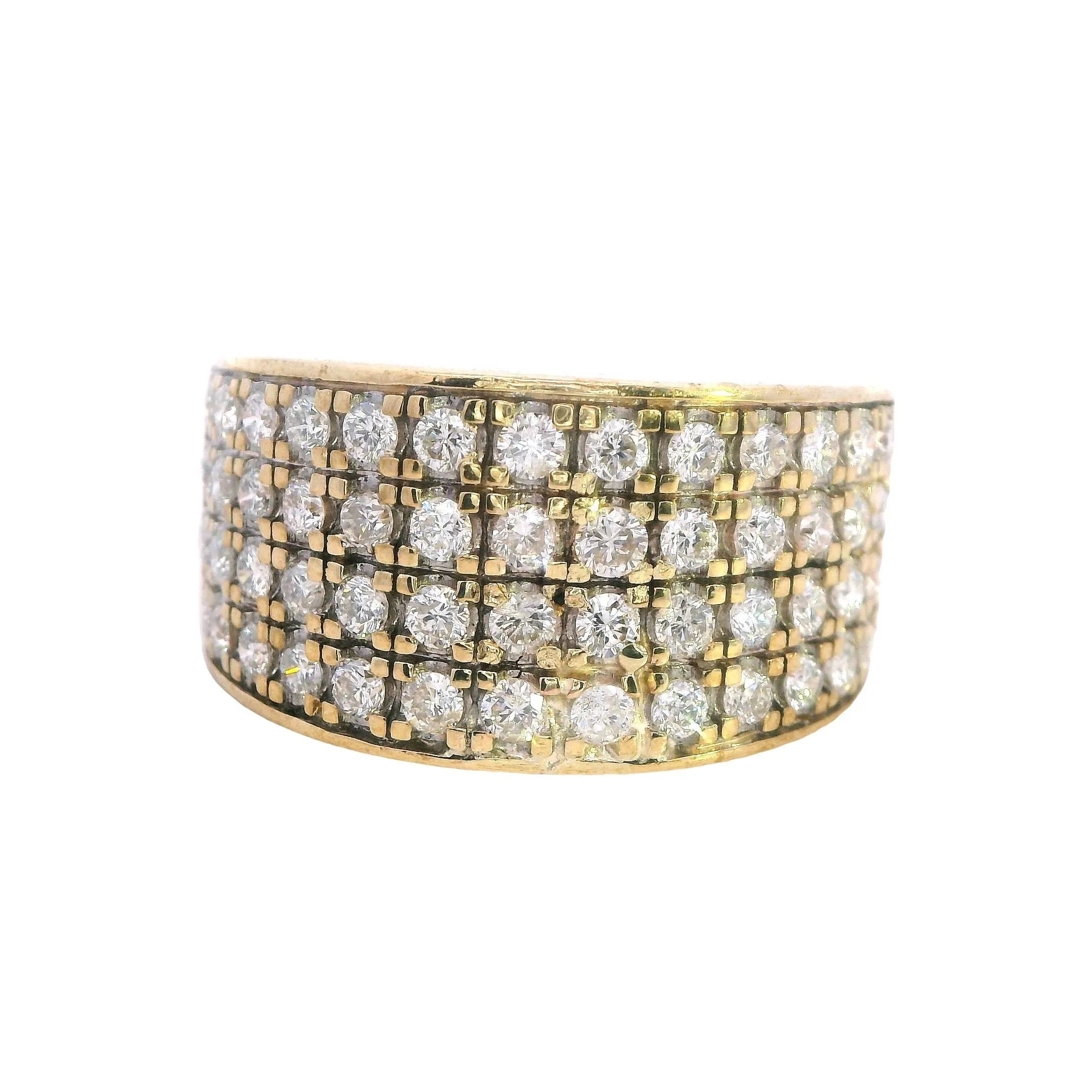 Radiant Heirloom: 52-Diamond Cast Yellow Gold Ring - Timeless Elegance