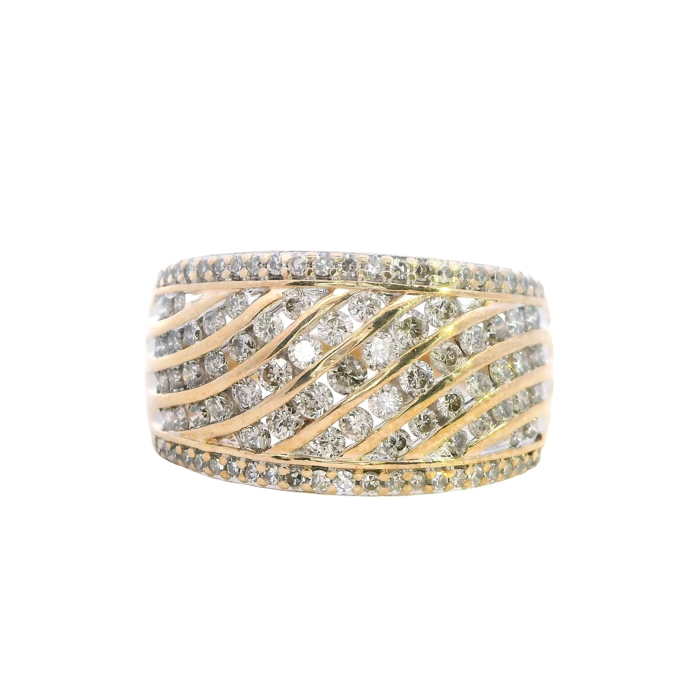 Radiant Heirloom: 52-Diamond Cast Yellow Gold Ring - Timeless Elegance