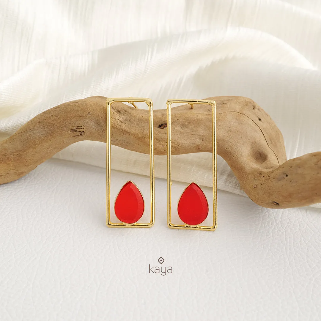 Rain Drop Natural Stone Earrings (color option) - KE100773