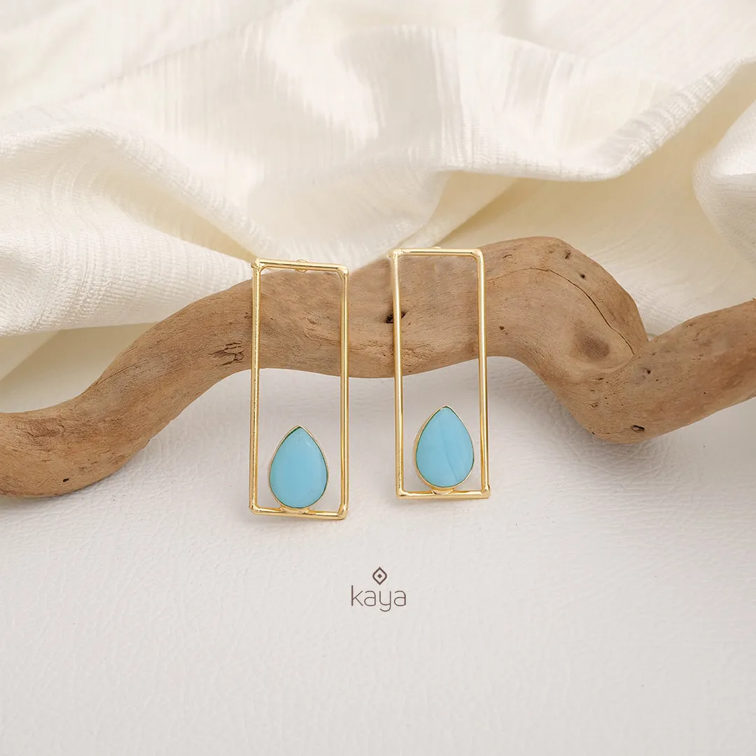 Rain Drop Natural Stone Earrings (color option) - KE100773