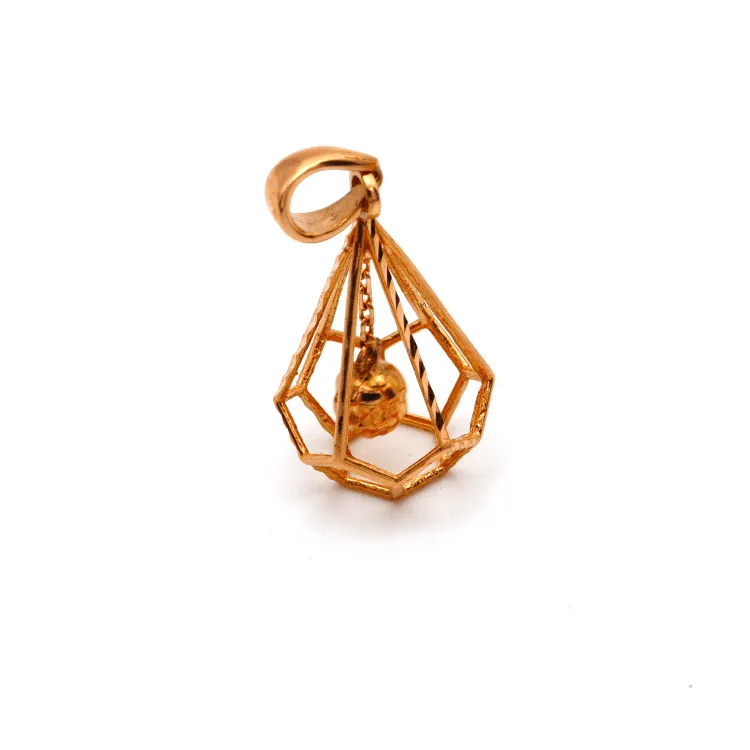 Real Gold Ball Cage Rose Gold Pendant 3001 P 1682