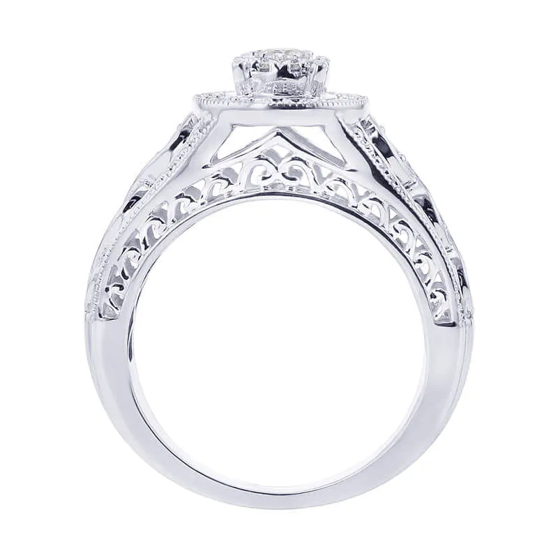 Regal Vintage Halo Ready for Love Diamond Bridal Set