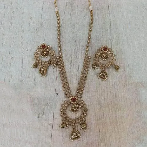 Reverse Ad Long Jumki And Necklace Set