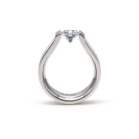 RG091W B.Tiff 1 ct Round Stainless Steel Solitaire Curved Edge Engagement Ring