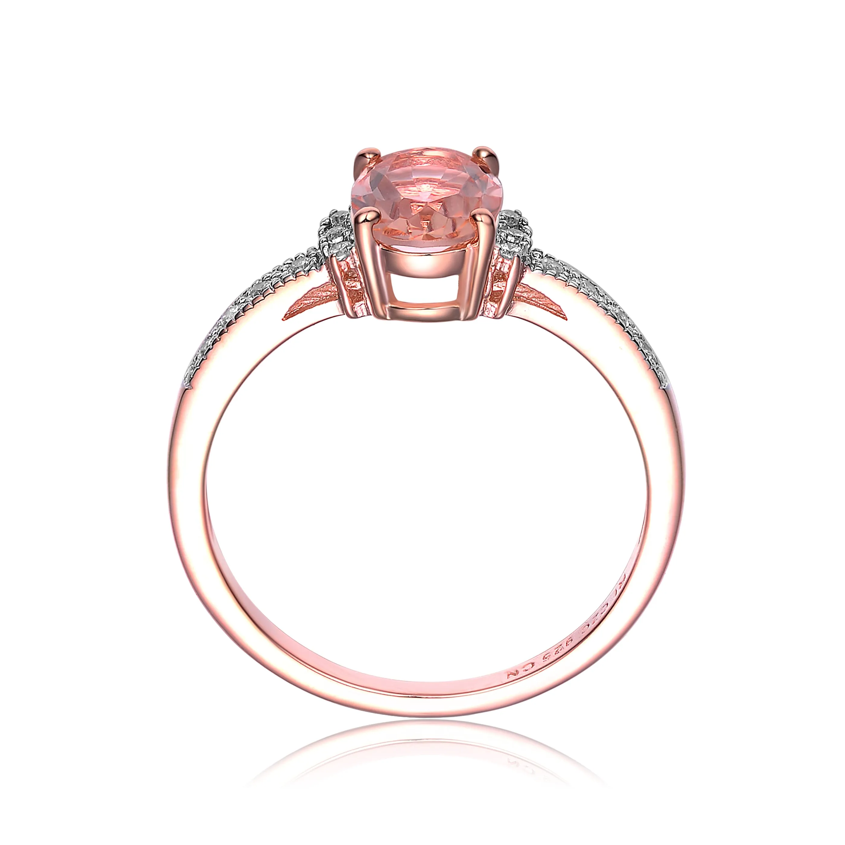 Rose Gold Overlay Champagne Cubic Zirconia Ring