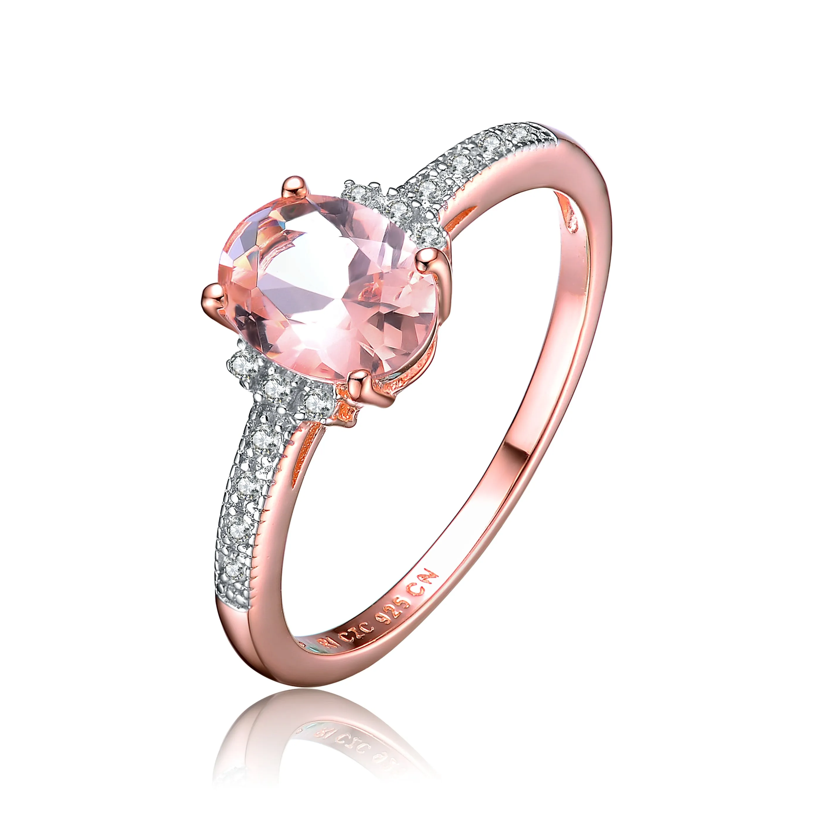 Rose Gold Overlay Champagne Cubic Zirconia Ring