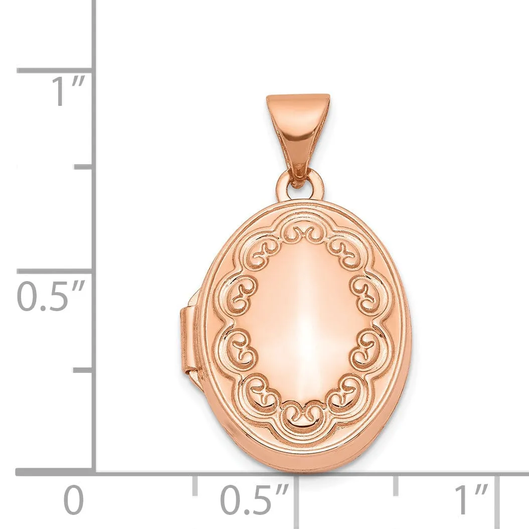 Rose Gold Scroll Oval Locket