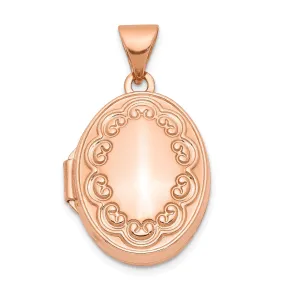 Rose Gold Scroll Oval Locket