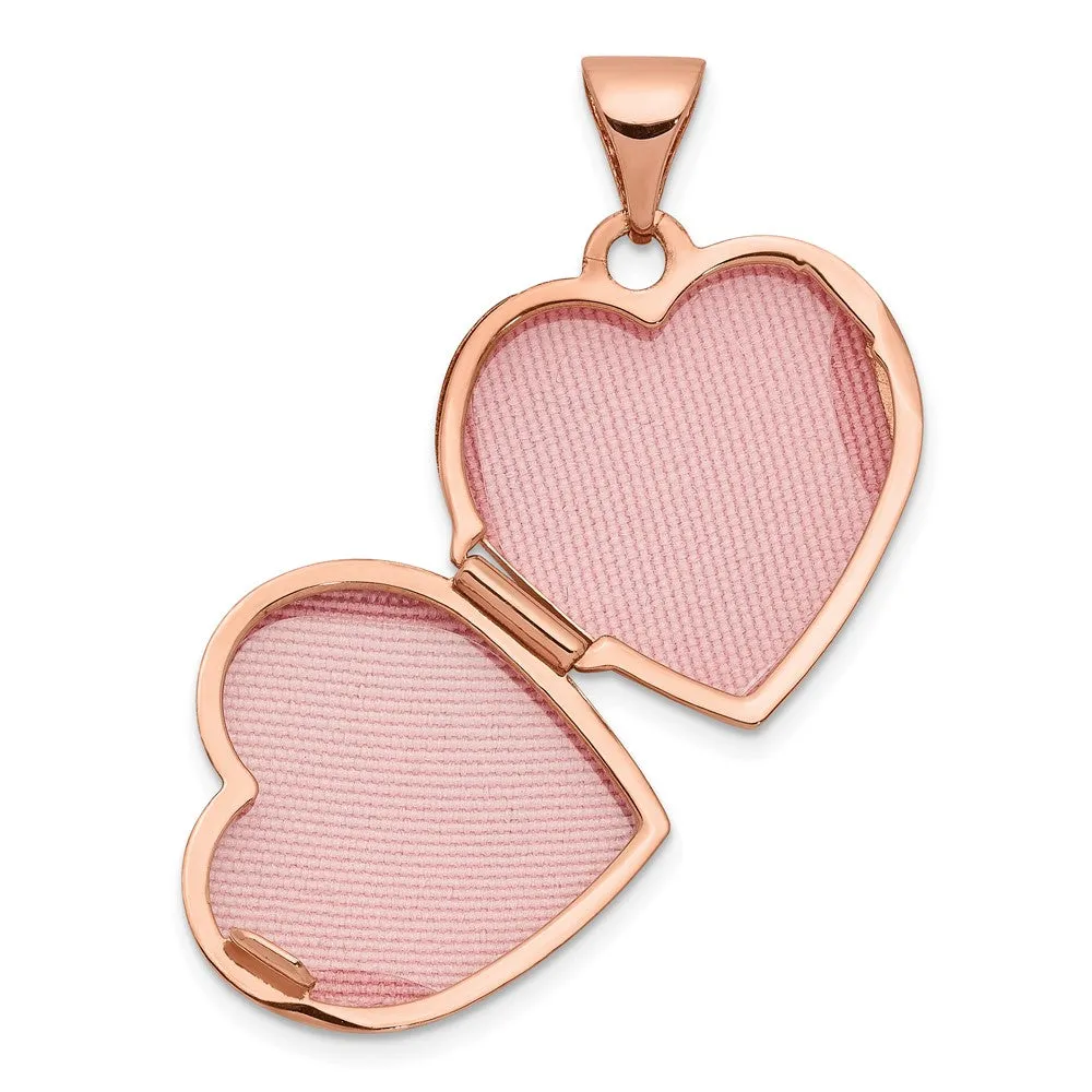 Rose Gold Textured Double Heart Scroll Design 15mm Heart Locket - Model XL659