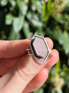 Rose Quartz Crystal Point Reservoir Ring