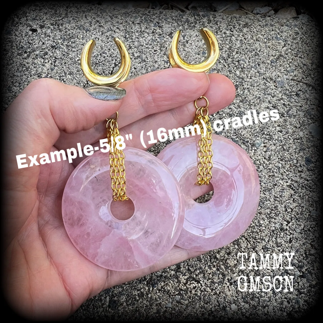 Rose quartz gauged earrings-Ear weights