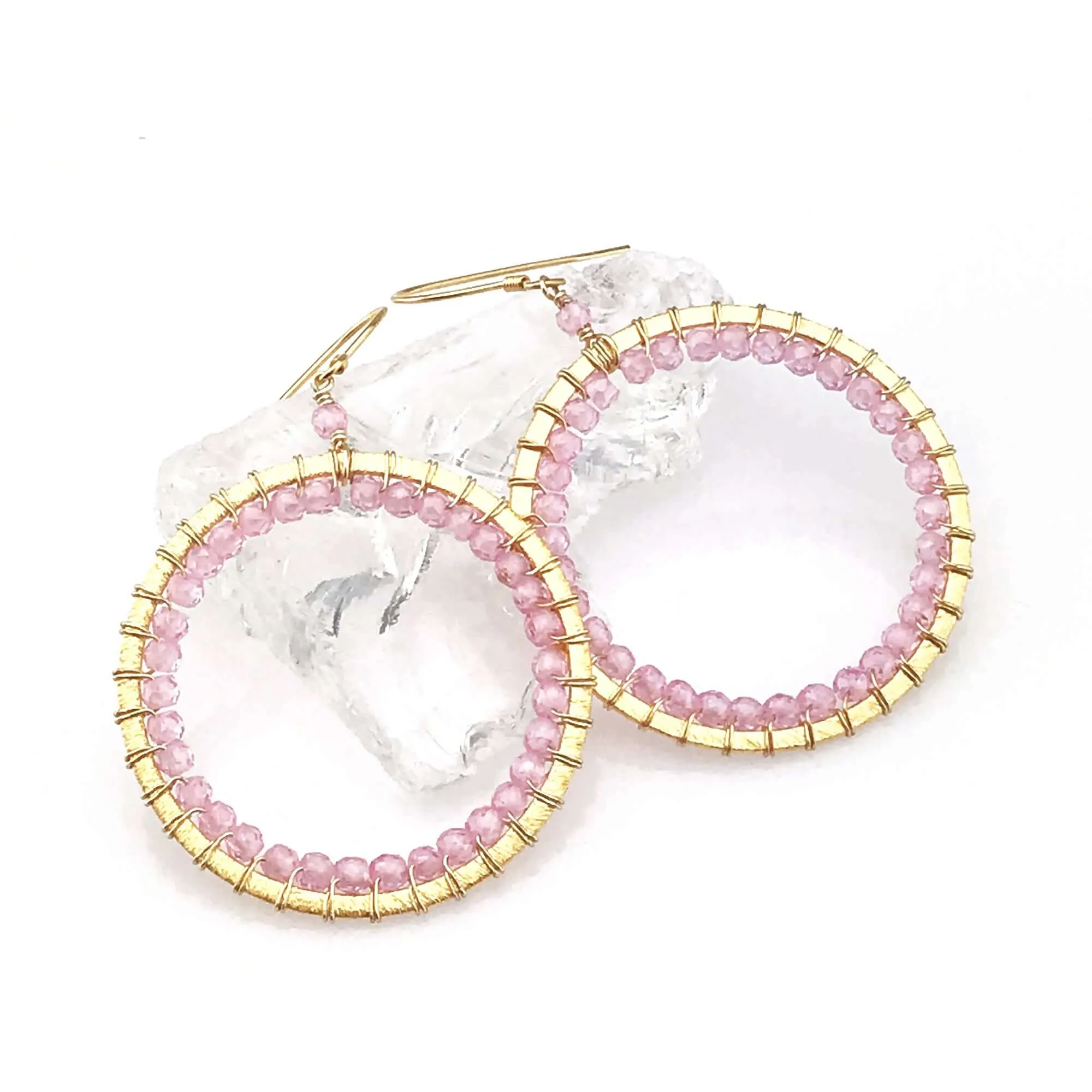 Rose Quartz Halo Earrings