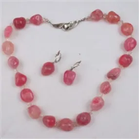 Rose Quartz Necklace & Earrings