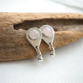 Rose Quartz Silver Stud Earrings