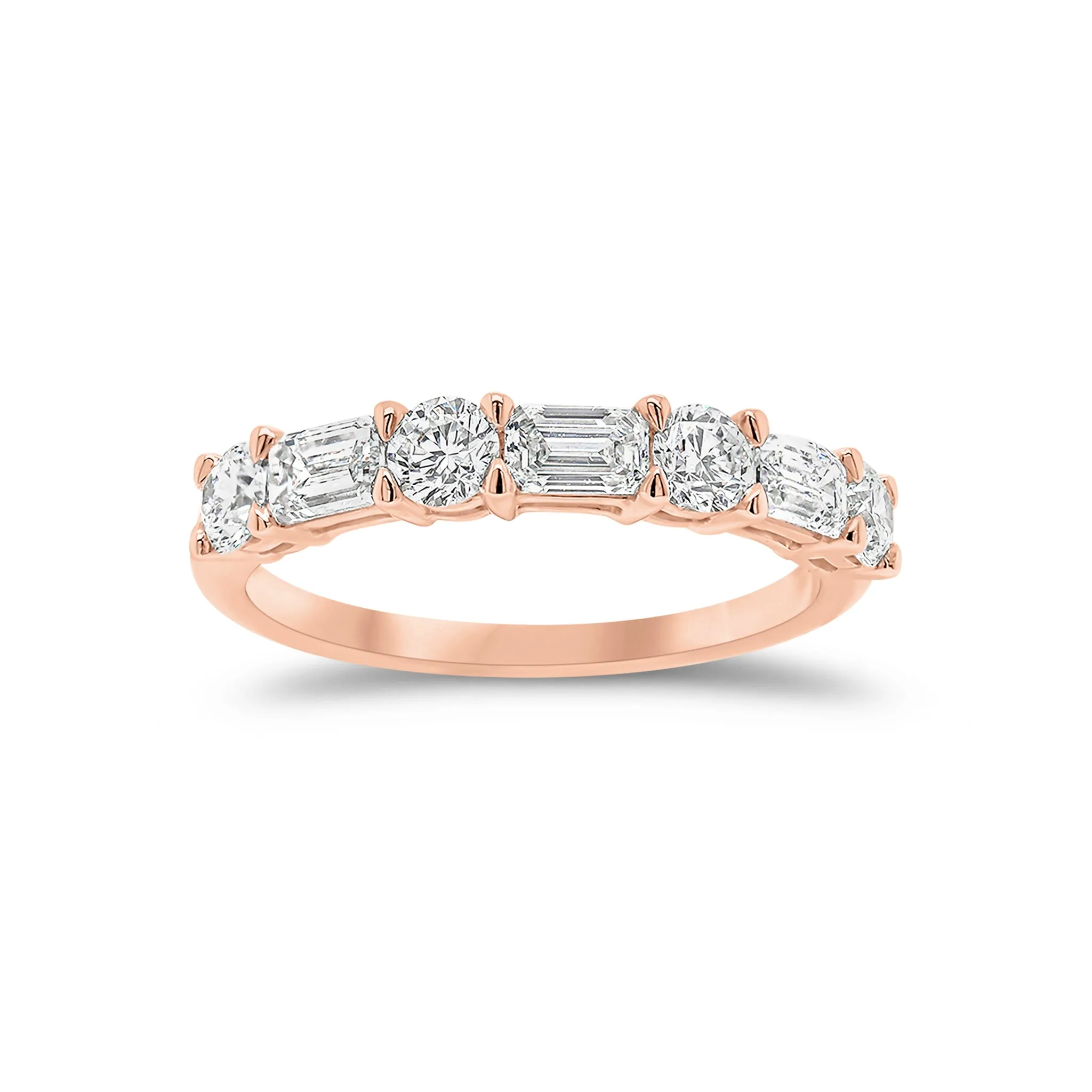 Round & Emerald-Cut Diamond Wedding Band