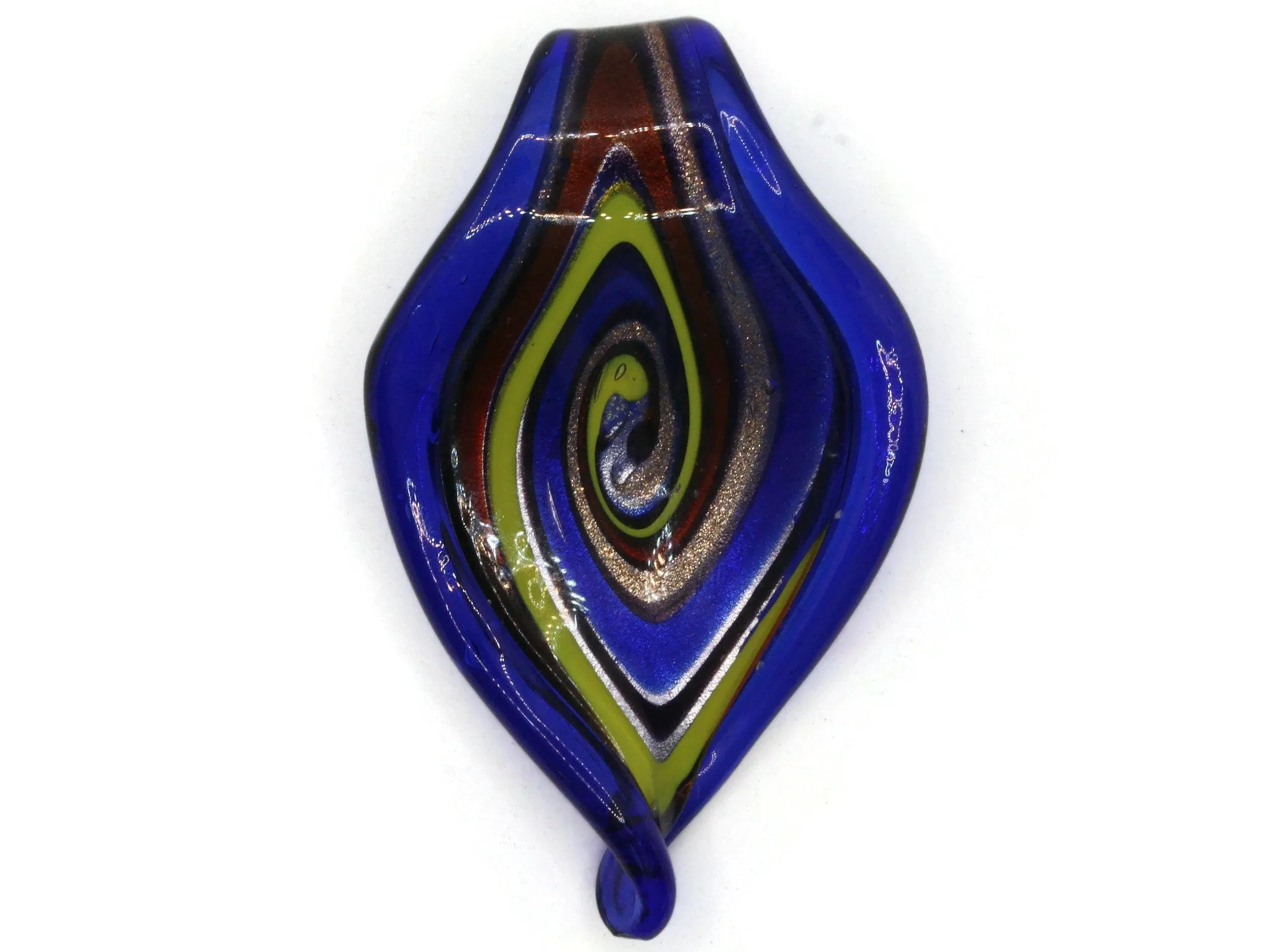 Royal Blue with Multi-color Spiral Foil Glass Pendant