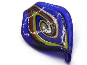 Royal Blue with Multi-color Spiral Foil Glass Pendant