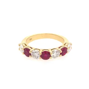 Ruby & Diamond Wedding Band Ring