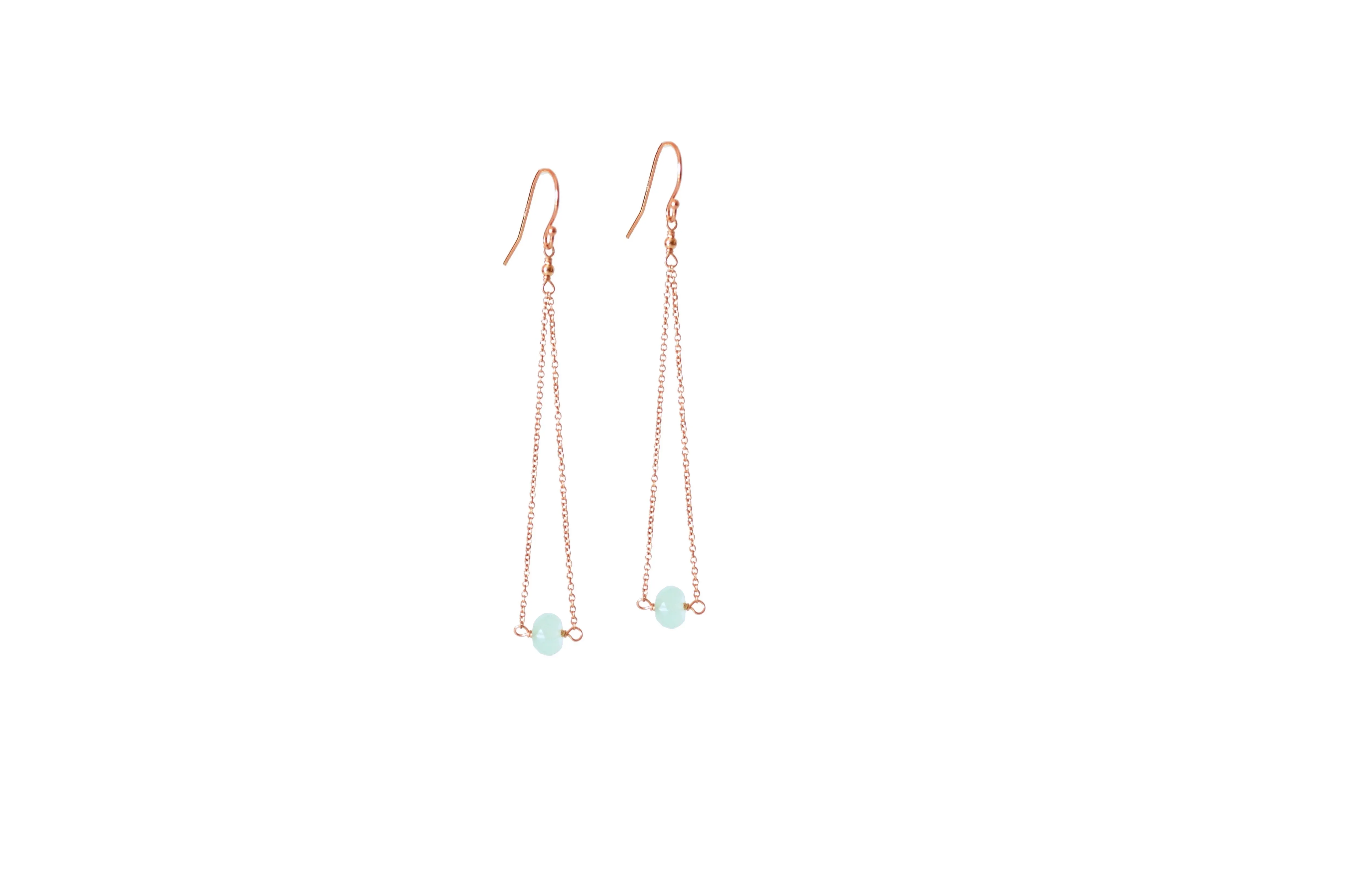 Salem - Aqua Chalcedony, 14k Rose Gold Filled Earrings