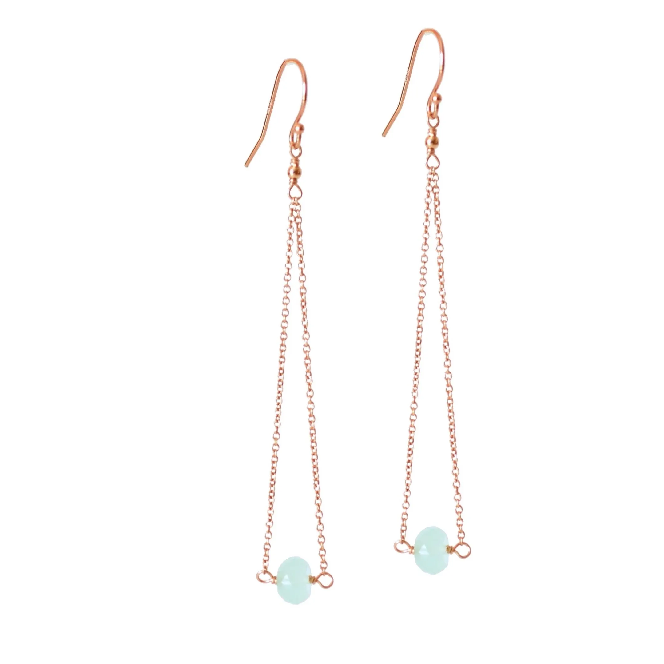 Salem - Aqua Chalcedony, 14k Rose Gold Filled Earrings