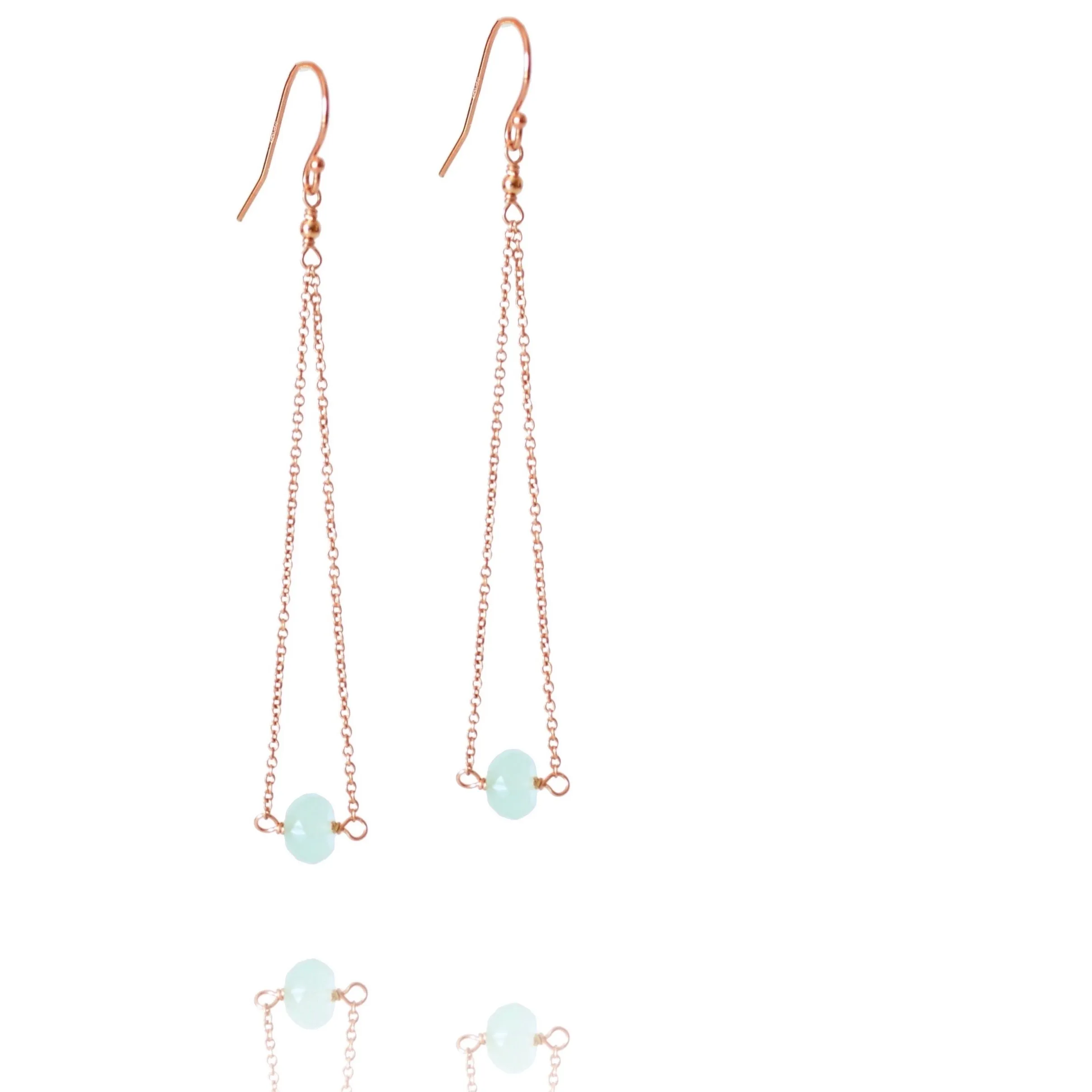 Salem - Aqua Chalcedony, 14k Rose Gold Filled Earrings