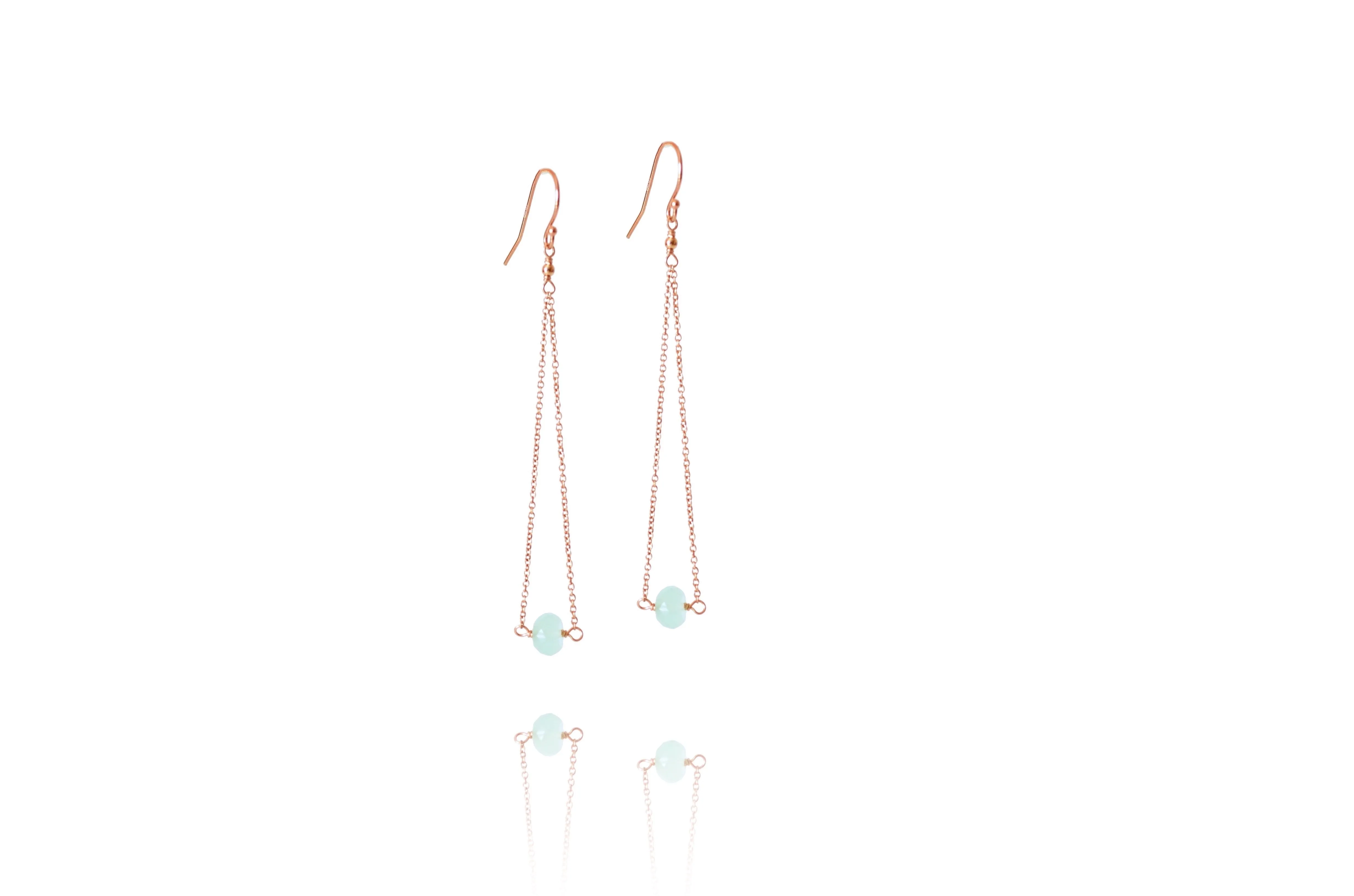 Salem - Aqua Chalcedony, 14k Rose Gold Filled Earrings