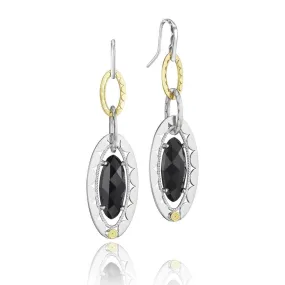 Silver Black Onyx Oval Briolette Link Earrings - SE107Y19