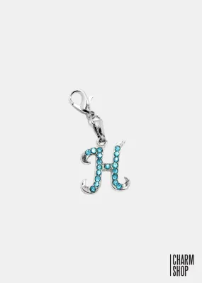 Silver Blue Initial H Dangle Charm