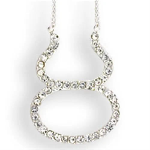 Silver Brass Chain Pendant with Top Grade Crystal in Clear for Women Style SNK05