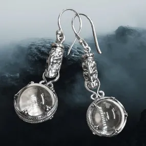 Silver Dragon Head Gotlandic Crystal Ball Earrings