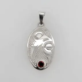 Silver Hummingbird Pendant with Stone