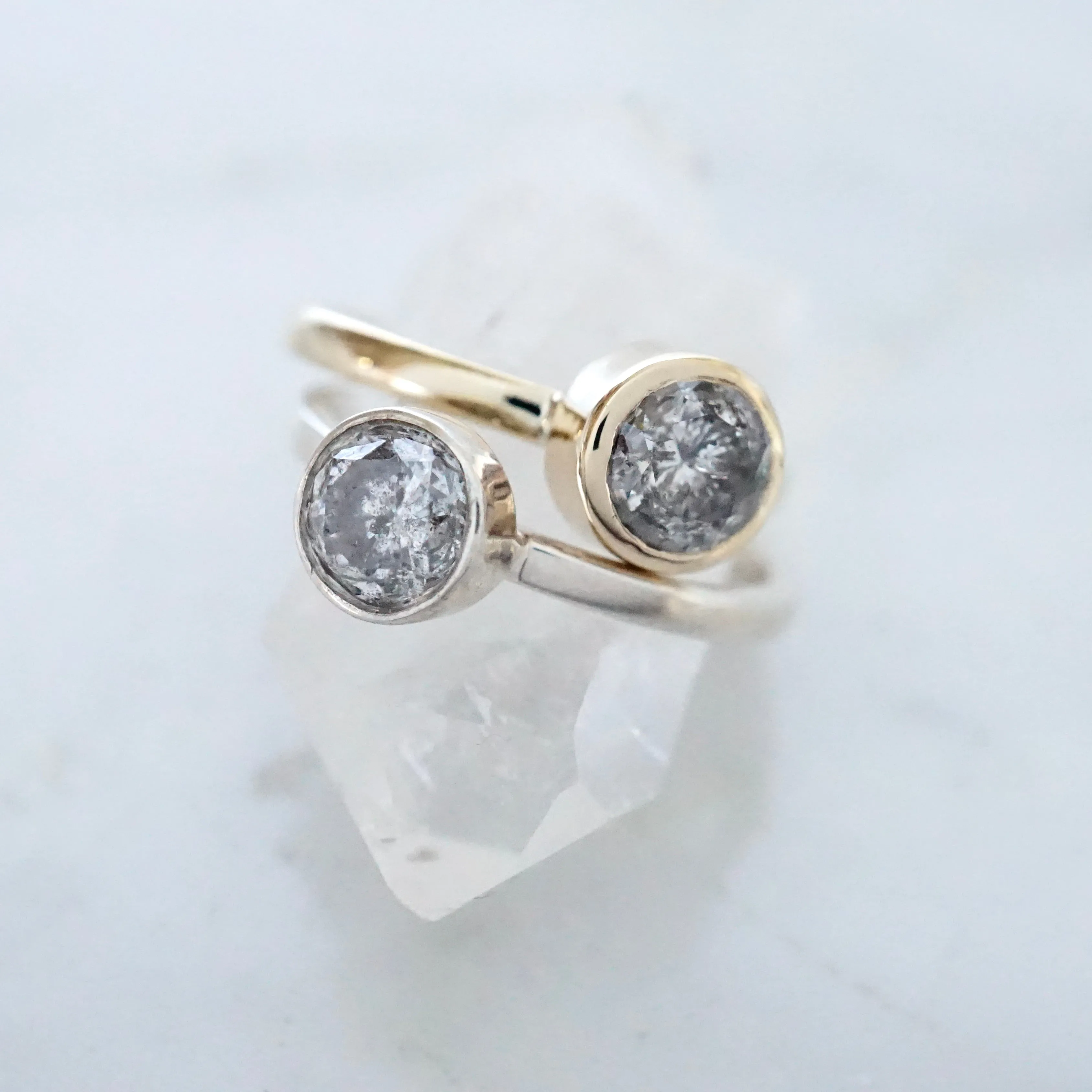 Silver Salt and Pepper Diamond Ring - Grey Sterling Silver Diamond Ring - Silver Diamond Ring