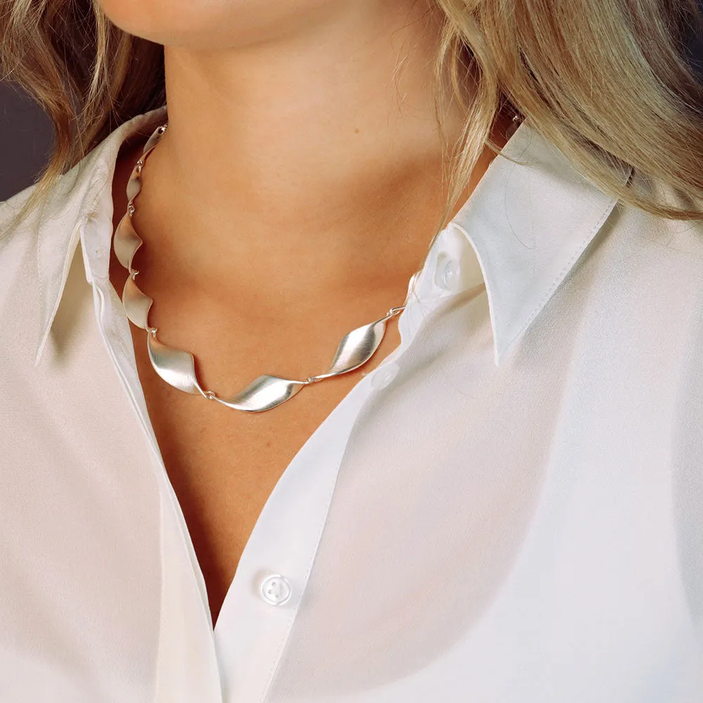 Silver Satin Twist Necklace