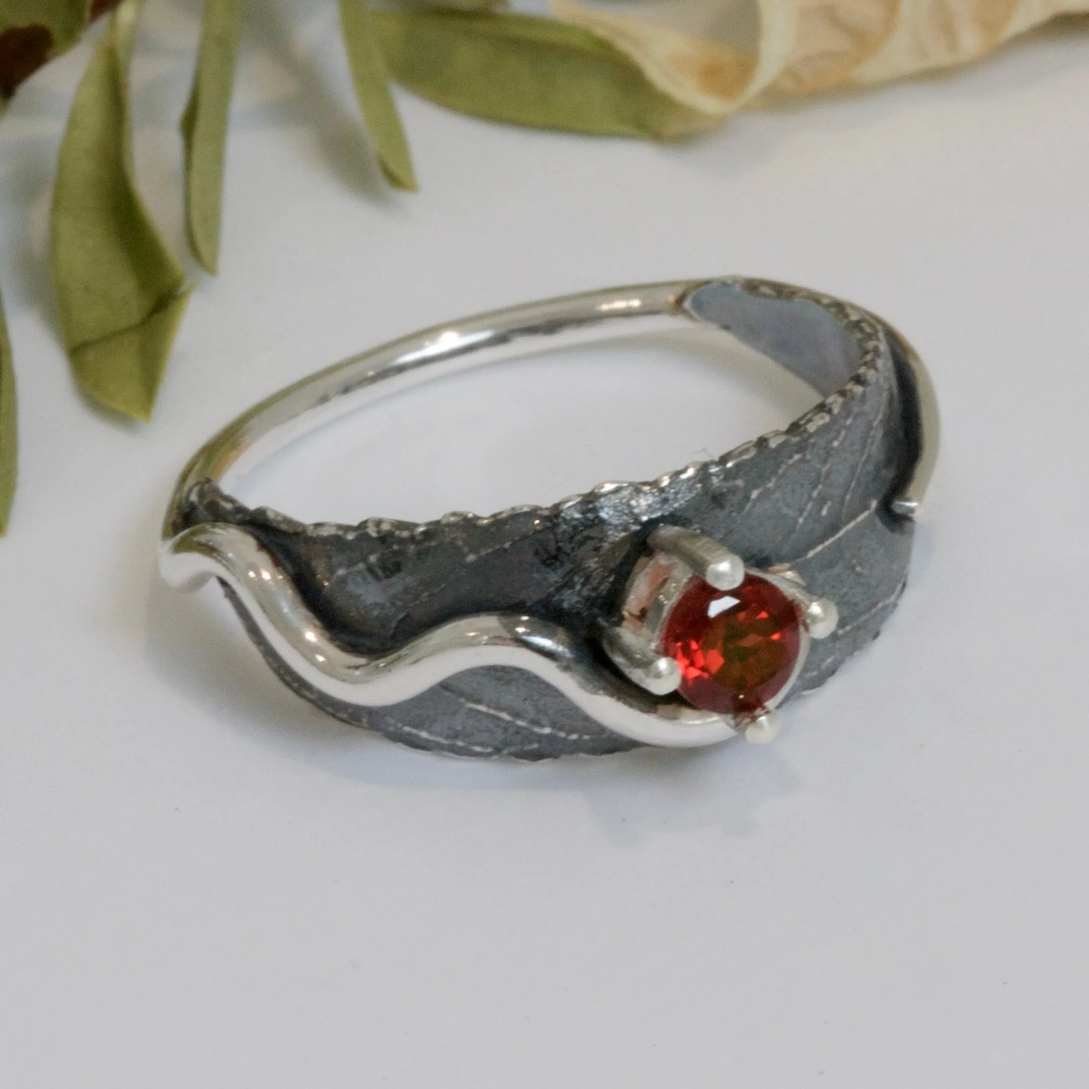 Silver Woodland Leaf Ring