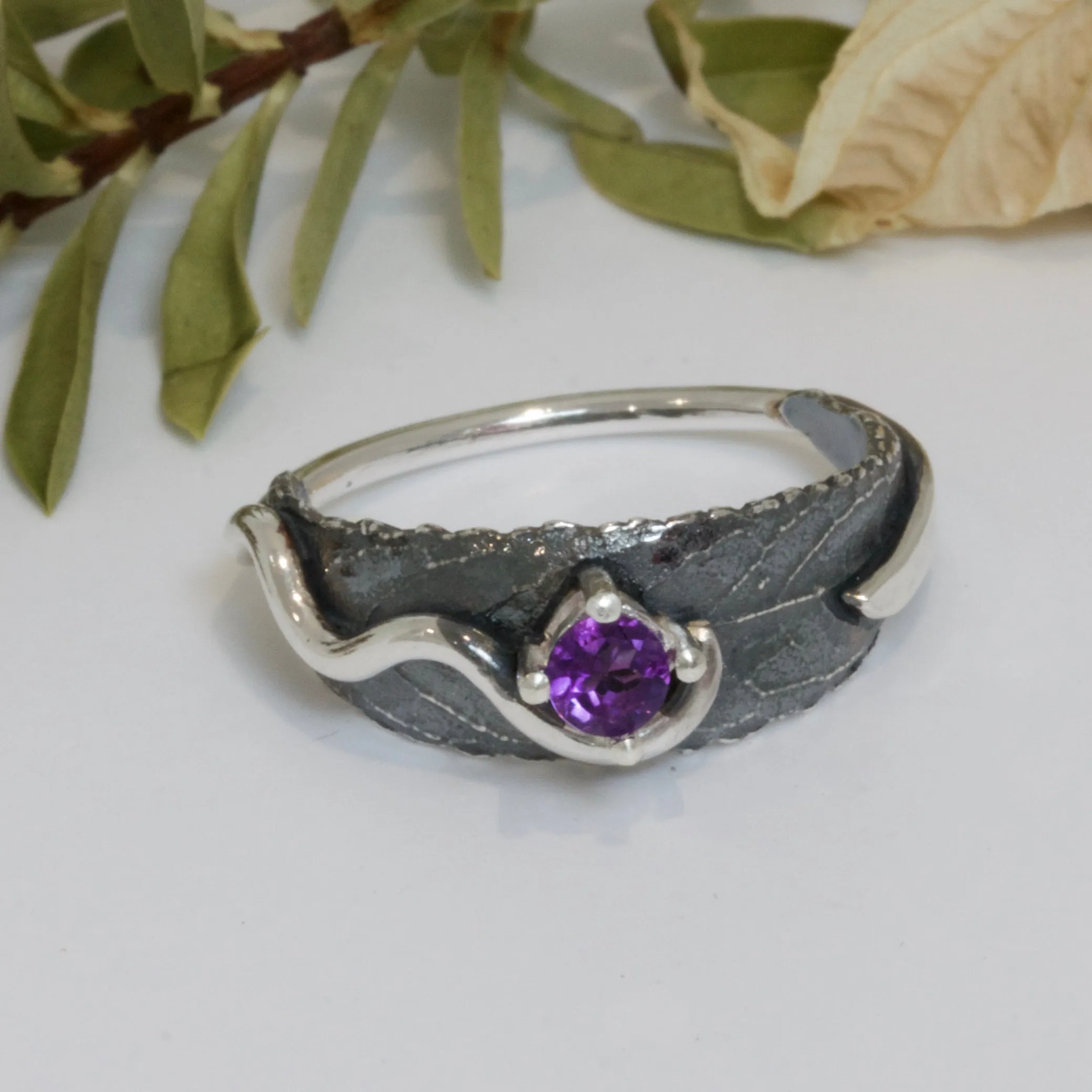 Silver Woodland Leaf Ring