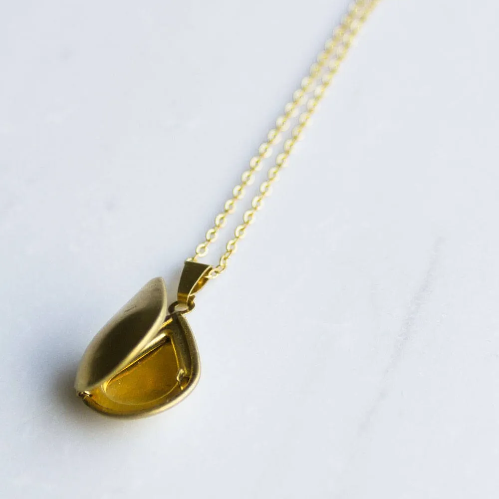 Simple Gold Teardrop Locket