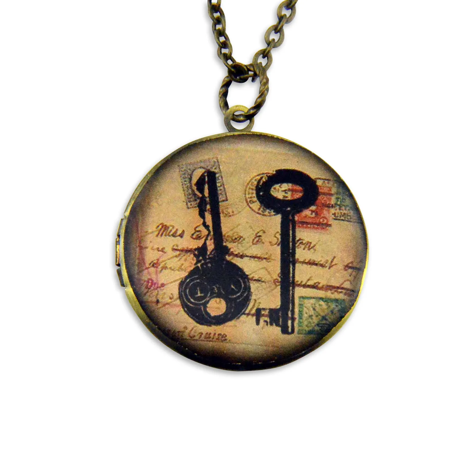 Skeleton Keys Vintage Theme Photo Locket