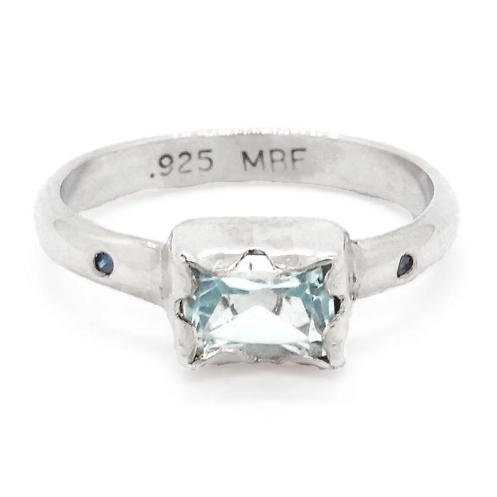 Sky Blue Topaz & Diamonds Ring (size 7)