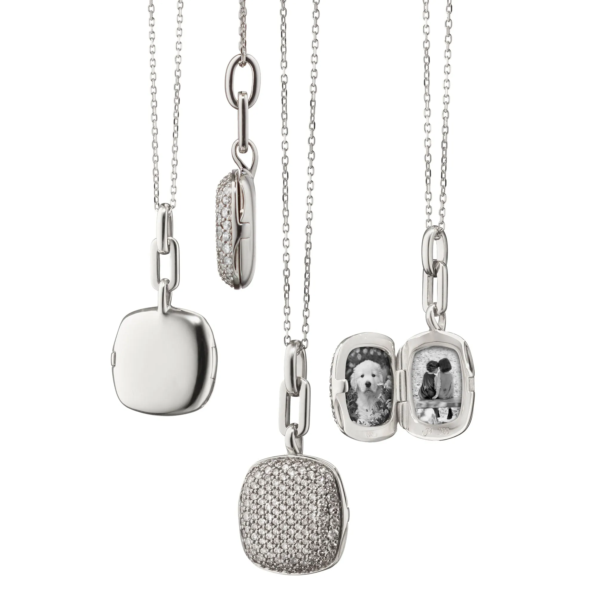 Slim "Rae" Locket Necklace with Salt & Pepper Diamonds