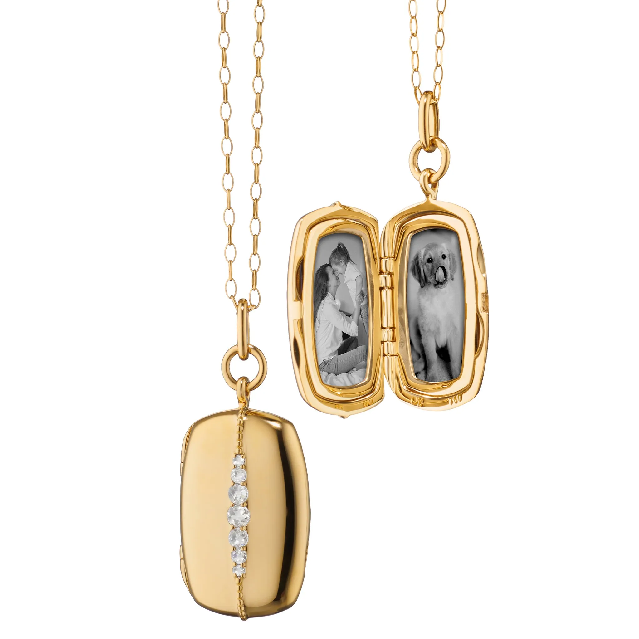 Slim Rectangle "Kate" 18K Gold Locket Necklace