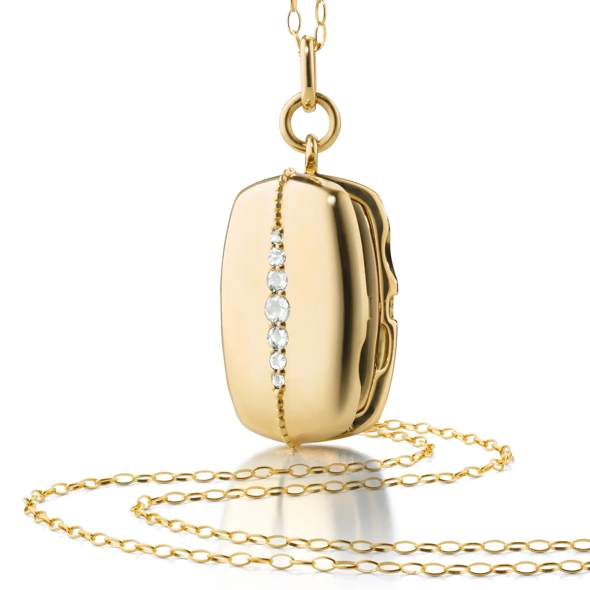 Slim Rectangle "Kate" 18K Gold Locket Necklace