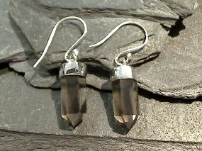 Smokey Quartz Crystal Point, Sterling Silver Earrings