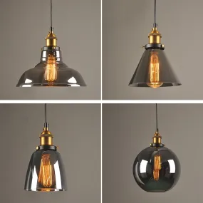 Smoky Glass Vintage Industrial Pendant Lights Loft Restaurant Dining Lighting Retro Cafe Bar