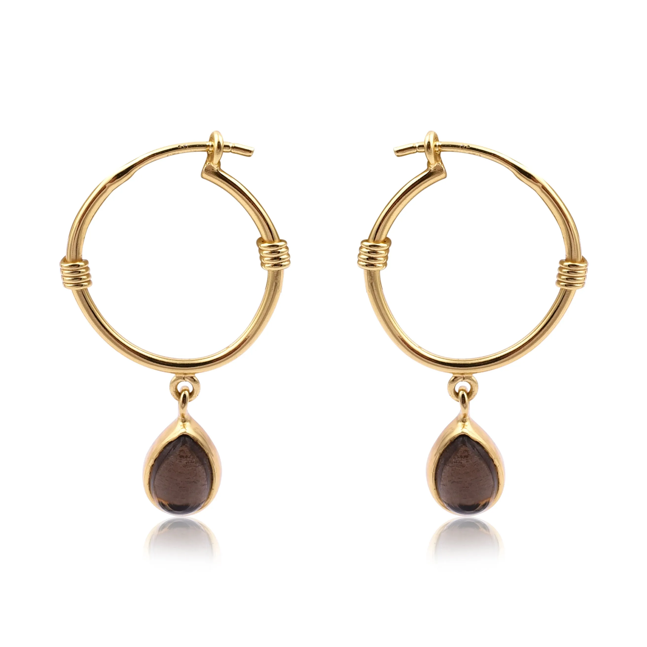 Smoky Gold Dangle Hoops