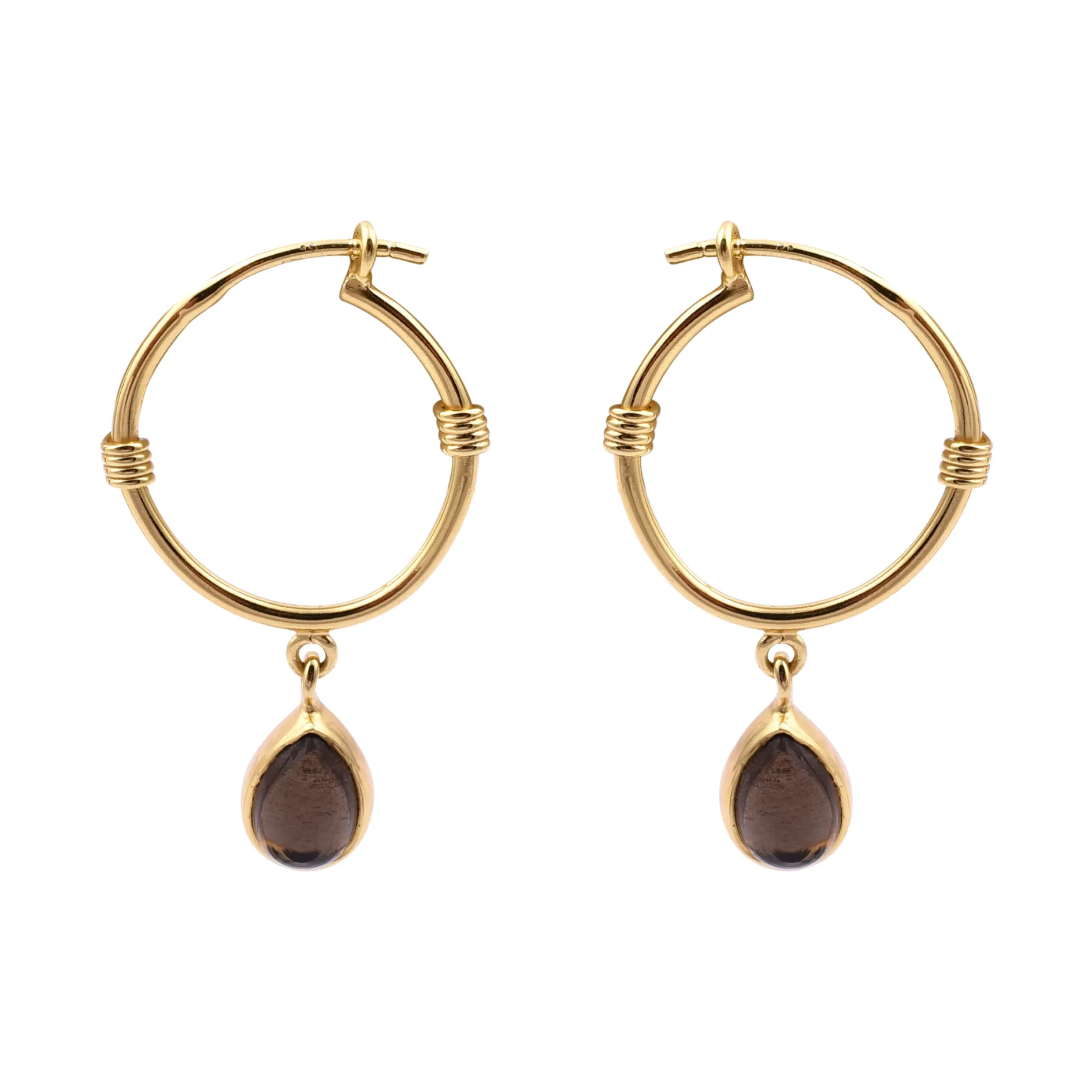 Smoky Gold Dangle Hoops