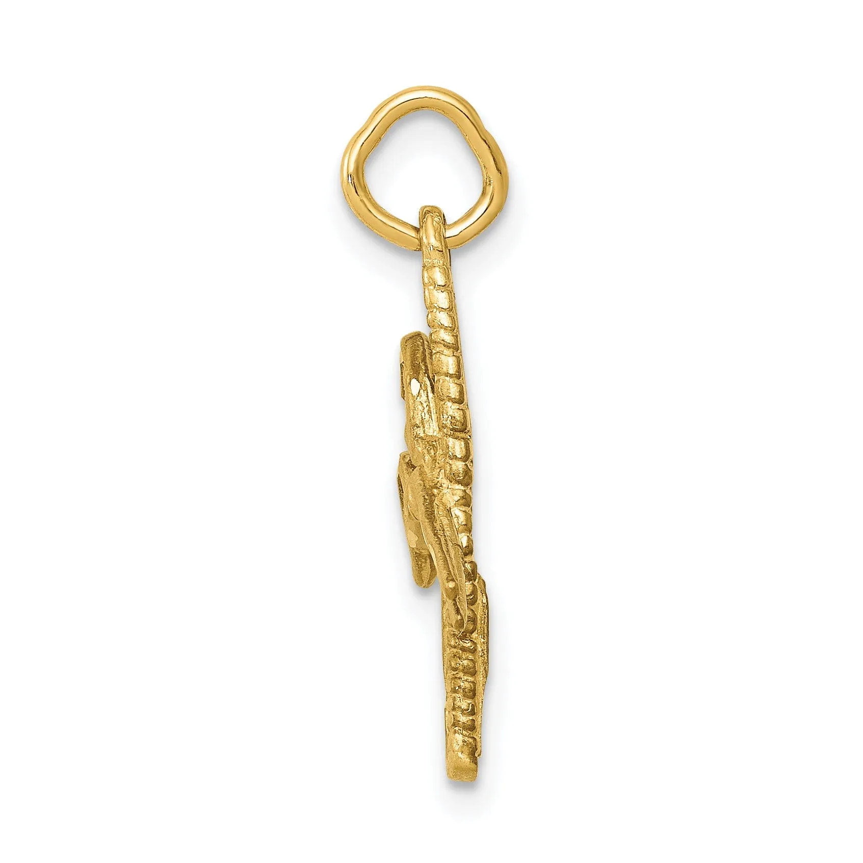 Solid 14k Yellow Gold Comb and Scissors Pendant