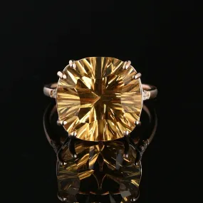 Specialty Cut Citrine Diamond Ring in 14K Rose Gold