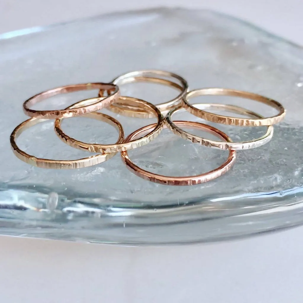 Stackable Hammered Rings - Gold